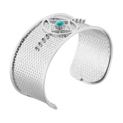 Bracelet Jonc Audreanne Acier Blanc Pierre De Synthese