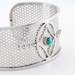 Bracelet Jonc Audreanne Acier Blanc Pierre De Synthese