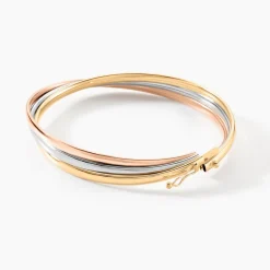 Bracelet Jonc Catalin 3 Fils Flexibles Or Tricolore