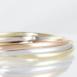 Bracelet Jonc Catalin 3 Fils Flexibles Or Tricolore