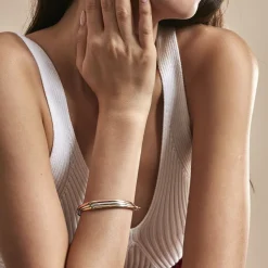 Bracelet Jonc Catalin 3 Fils Flexibles Or Tricolore