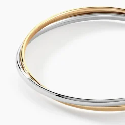 Bracelet Jonc Catalin 2 Fils Flexibles Or Bicolore