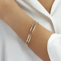 Bracelet Jonc Catalin 3 Fils Entrelaces Or Tricolore