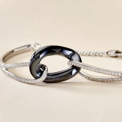Bracelet Jonc Ceramik Design Argent  Céramique Et Oxyde De Zirconium