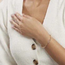 Bracelet Jonc Epiphanieae Plaqué Or Jaune Oxyde De Zirconium