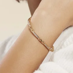 Bracelet Jonc Epiphanieae Plaqué Or Jaune Oxyde De Zirconium