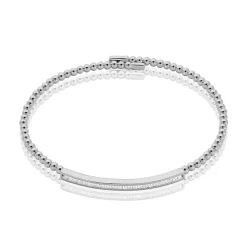 Bracelet Jonc Fuerza Argent Blanc Oxyde De Zirconium