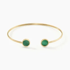 Bracelet Jonc Heida Or Jaune Malachite