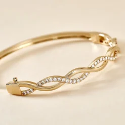 Bracelet Jonc Imae Plaqué Or Jaune Oxyde De Zirconium