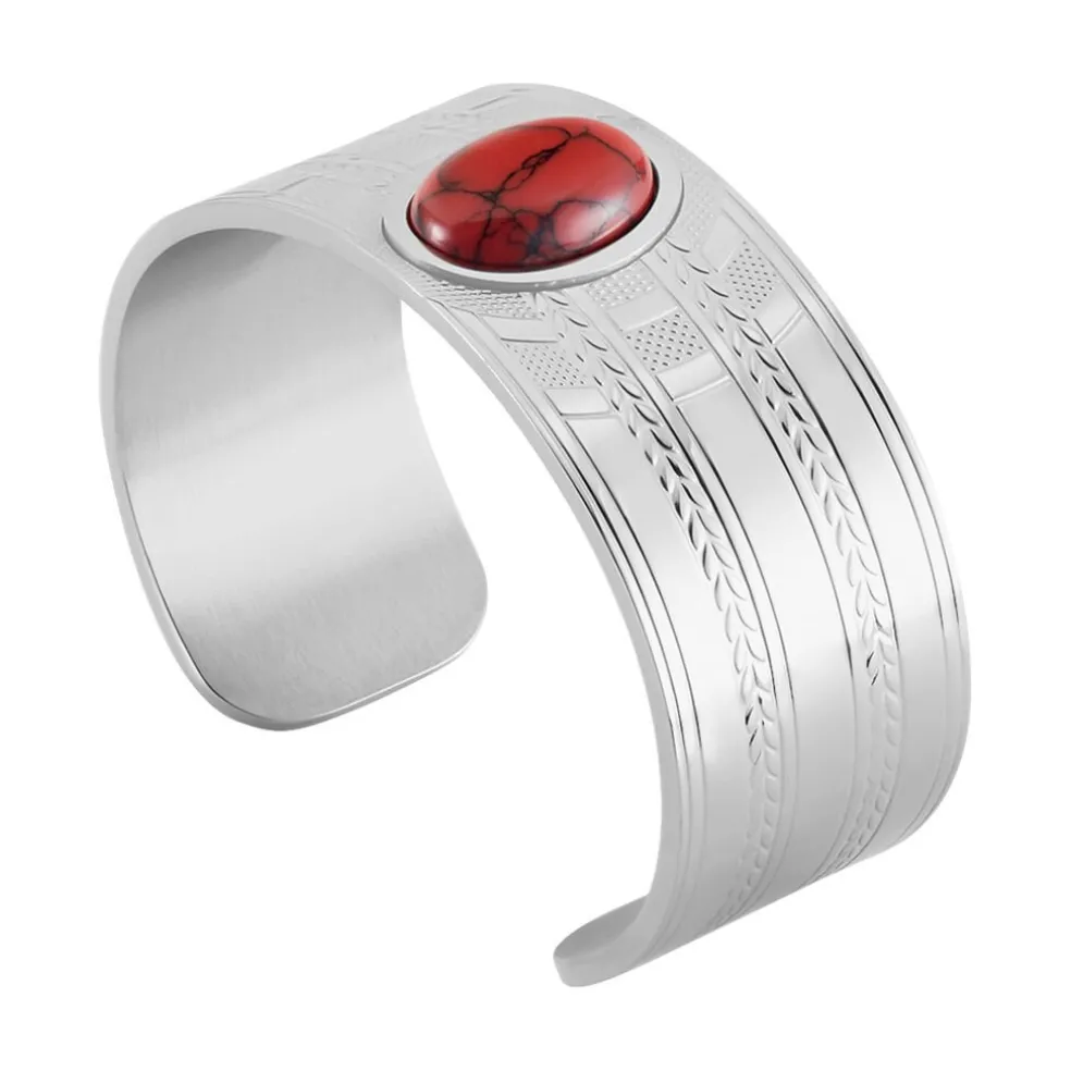 Bracelet Jonc Imagine Segolene Acier Blanc Pierre De Synthese