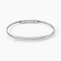 Bracelet Jonc Jakob Acier Blanc Sans Pierre
