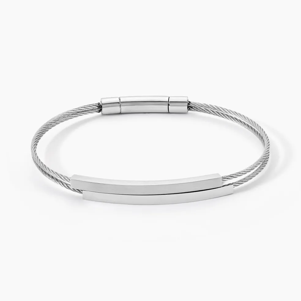 Bracelet Jonc Jakob Acier Blanc Sans Pierre