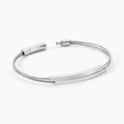 Bracelet Jonc Jakob Acier Blanc Sans Pierre