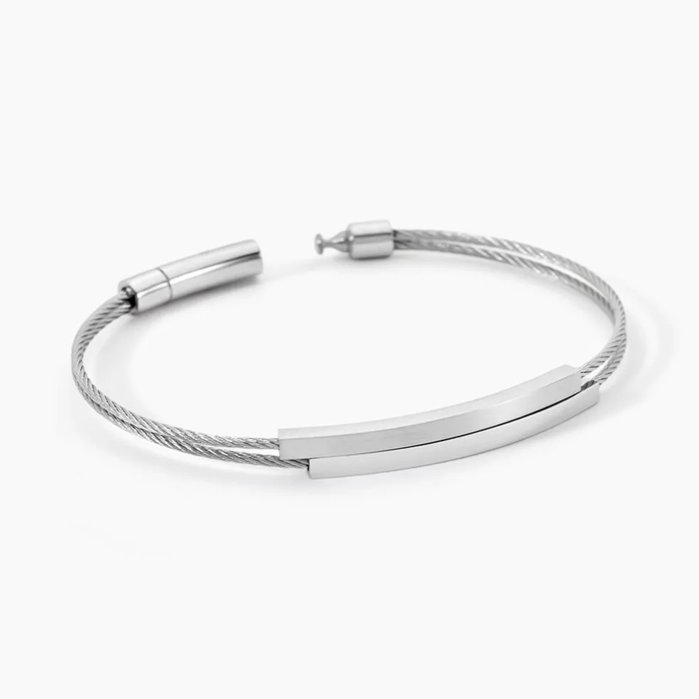 Bracelet Jonc Jakob Acier Blanc Sans Pierre