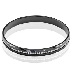 Bracelet Jonc Lola Cera Ceramique Noir Strass Et Céramique