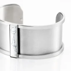 Bracelet Jonc Melvyna Acier Blanc Pierre De Synthese
