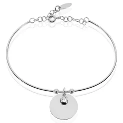 Bracelet Jonc Paula Argent Blanc Oxyde De Zirconium
