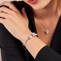 Bracelet Jonc Radiant Bloom Argent Blanc Oxyde