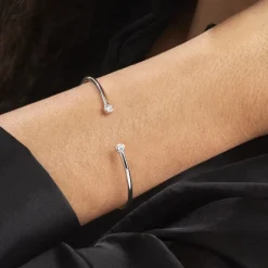 Bracelet Jonc Regine Argent Blanc Oxyde De Zirconium