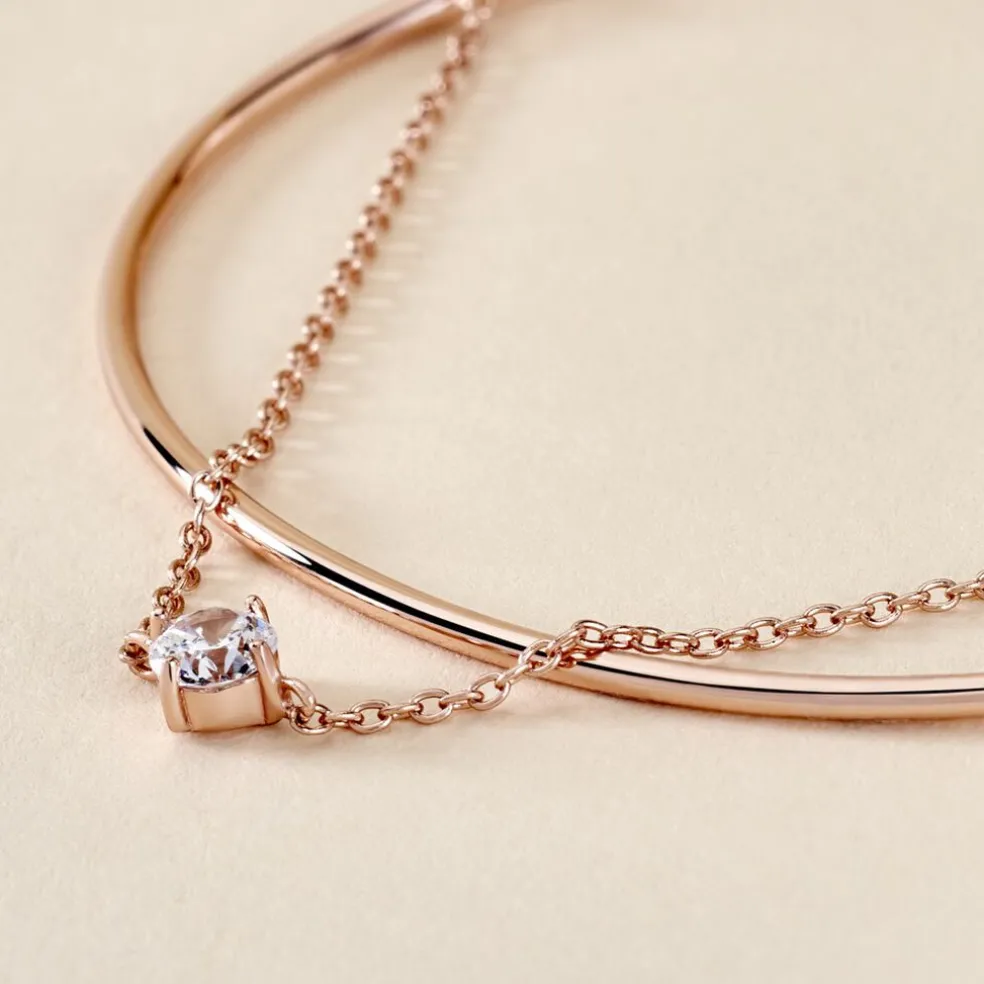 Bracelet Jonc Ruth Argent Rose Oxyde De Zirconium