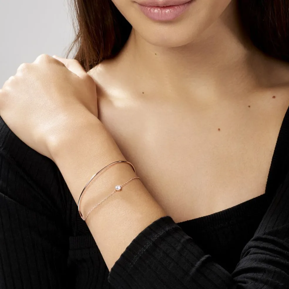 Bracelet Jonc Ruth Argent Rose Oxyde De Zirconium