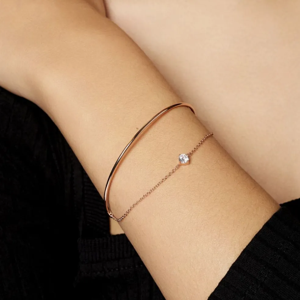 Bracelet Jonc Ruth Argent Rose Oxyde De Zirconium