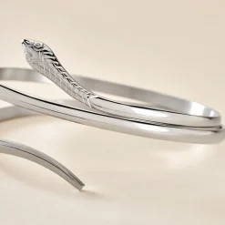 Bracelet Jonc Solitaae Argent Blanc