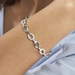 Bracelet Jonc Tehei Argent Blanc Oxyde De Zirconium