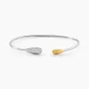 Bracelet Jonc Tiwa Argent Bicolore Oxyde De Zirconium