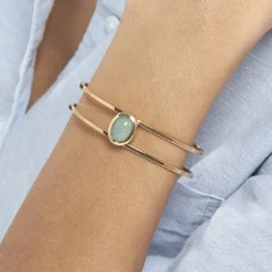 Bracelet Jonc Veina Plaqué Or Jaune Aventurine