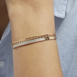 Bracelet Jonc Zoila Plaqué Or Pierre De Synthese Et Oxyde