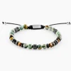 Bracelet Jourdan Archimedes Acier Argenté Oeil De Tigre Turquoise