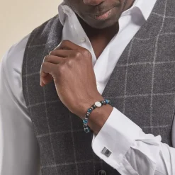 Bracelet Jourdan Homme 1921 Acier Blanc 艙il De Tigre Onyx