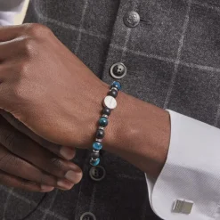 Bracelet Jourdan Homme 1921 Acier Blanc 艙il De Tigre Onyx