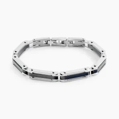 Bracelet Jourdan Homme El Castillo Acier Bicolore Noir Et Blanc