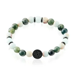 Bracelet Jourdan Yasur Acier Noir Quartz Amazonite