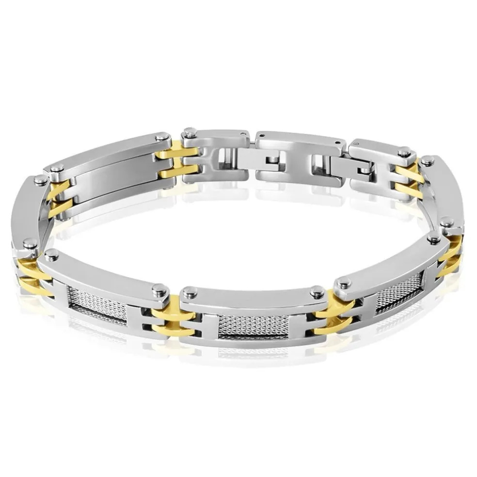 Bracelet Jourdan Zephir Acier Bicolore Dore / Blanc