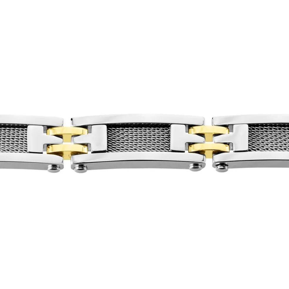 Bracelet Jourdan Zephir Acier Bicolore Dore / Blanc