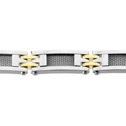 Bracelet Jourdan Zephir Acier Bicolore Dore / Blanc