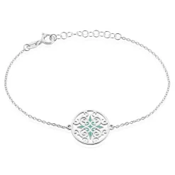 Bracelet Krysia Argent Blanc Email Turquoise