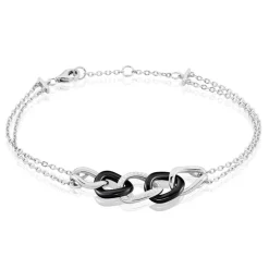 Bracelet Link Argent Blanc Céramique Et Oxyde De Zirconium