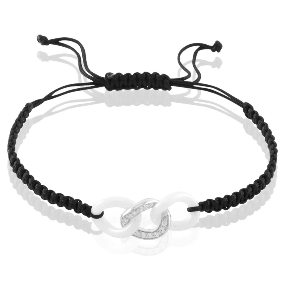 Bracelet Link Argent Blanc Oxyde De Zirconium Et Céramique