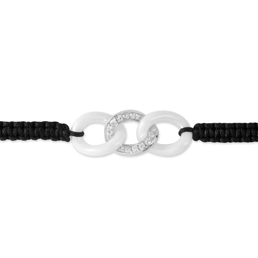 Bracelet Link Argent Blanc Oxyde De Zirconium Et Céramique
