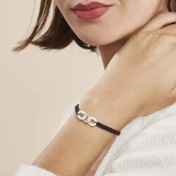 Bracelet Link Argent Blanc Oxyde De Zirconium Et Céramique