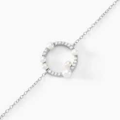 Bracelet Lua Argent Blanc Oxyde De Zirconium Perle De Culture