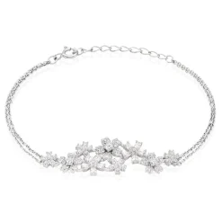 Bracelet Midnight Flower Argent Blanc Oxyde De Zirconium