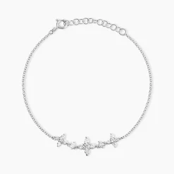 Bracelet Midnight Flower Argent Blanc Oxyde De Zirconium