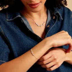 Bracelet Midnight Flower Argent Blanc Oxyde De Zirconium