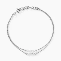 Bracelet Navette Argent Blanc Oxyde De Zirconium