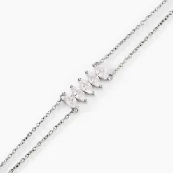 Bracelet Navette Argent Blanc Oxyde De Zirconium